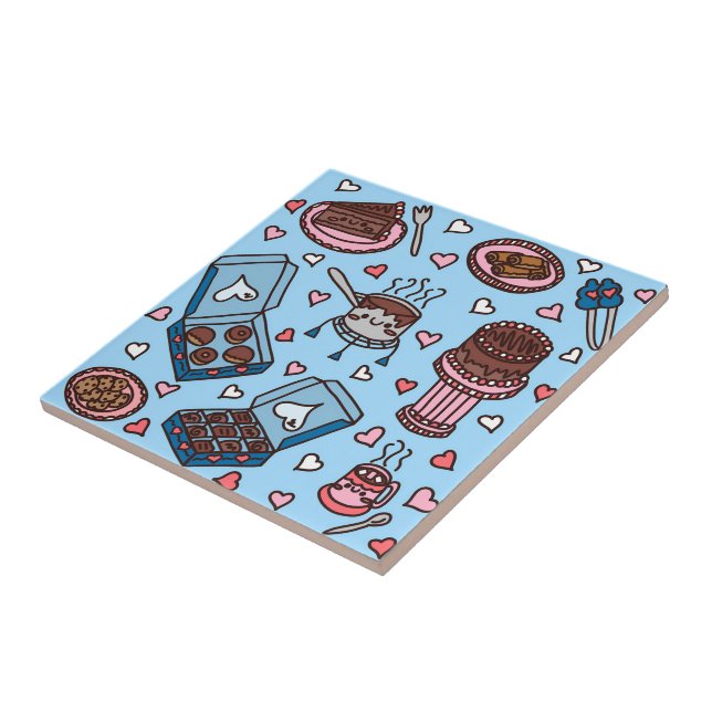 Azulejo De Cerâmica Amante de chocolate fofo (Lateral)
