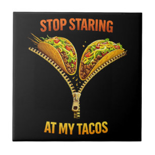 Azulejo De Cerâmica Amante de Taco Engraçado Para de Olhar