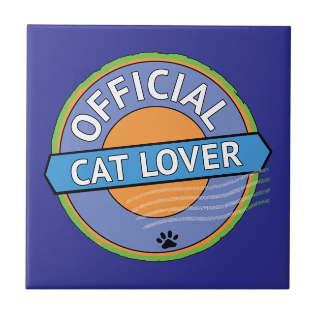 Azulejo De Cerâmica Amante Oficial de Gatos (Frente)