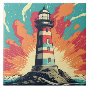 Azulejo De Cerâmica Amantes de farol de praia legal