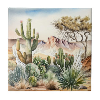 Azulejo De Cerâmica amantes do cacto do deserto agudo