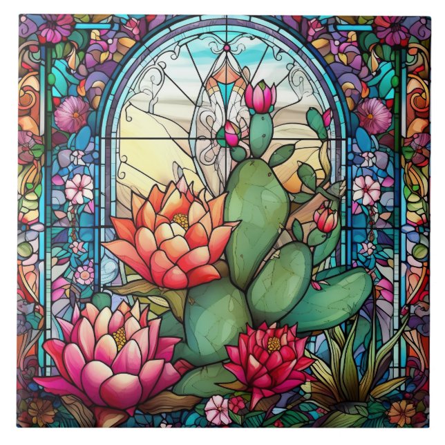 Azulejo De Cerâmica amantes do cacto ocidental agudo amantes do vidro  (Frente)