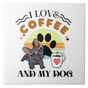 Azulejo De Cerâmica Amantes do Café - Eu Amo Café E Meu Cachorro