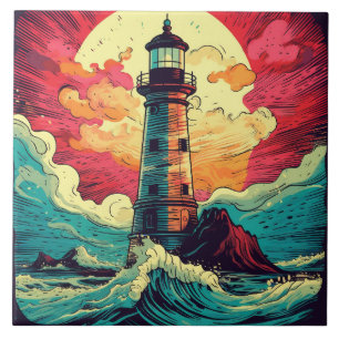 Azulejo de cerâmica amantes do farol da praia fixe