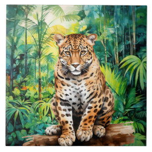 Azulejo De Cerâmica Amantes legais de leopardos da selva