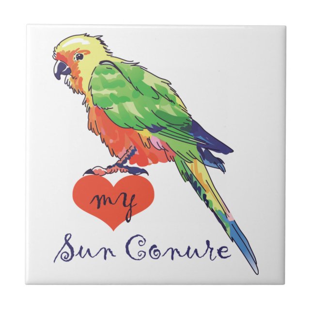 Azulejo De Cerâmica Amar Minha Conure Sun (Frente)
