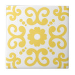 Azulejo De Cerâmica Amarelo Amarelo Quente do Mediterrâneo Português 2<br><div class="desc">Na moda Azulejo Padrão mediterrânico português de azulejo cerâmico amarelo quente sobre fundo branco. Perfeito para design de interiores ou backsplash. Padrão versão 2.</div>