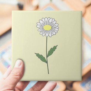 Azulejo De Cerâmica Amarelo da flor da margarida botânica