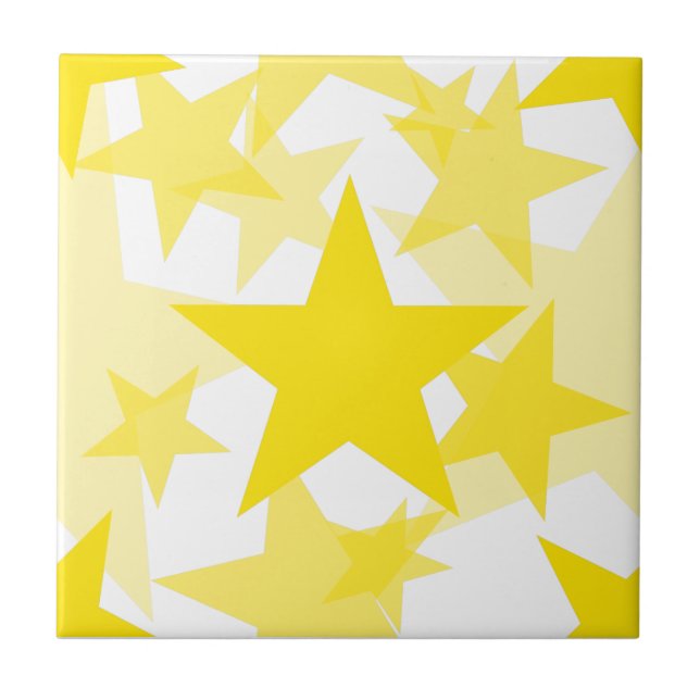 Azulejo De Cerâmica Amarelo das estrelas 3 (Frente)