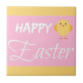 Azulejo De Cerâmica Amarelo felz pascoa pequeno Pintinho