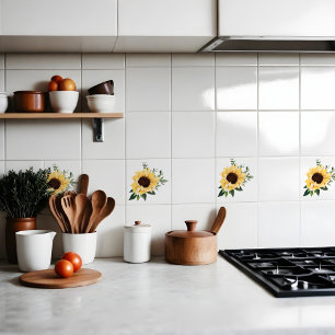 Azulejo De Cerâmica Amarelo Marinho Girassóis e Design