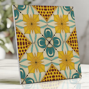 Azulejo De Cerâmica Amarelo Ousado e Geométrico Retro Teal