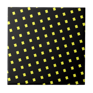 Azulejo de cerâmica Amarelo Polkadot Branco Preto