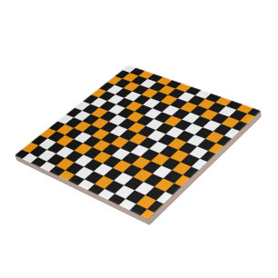 Azulejo De Cerâmica Amarelo Preto e Branco Xadrez