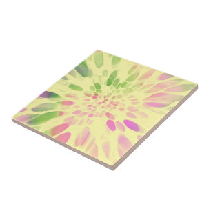 Azulejo De Cerâmica amarelo rosa e tie-dye verde
