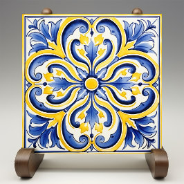 Azulejo De Cerâmica Amarelo-vibrante azul-real-sunsholica