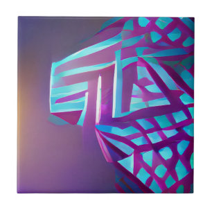 Azulejo De Cerâmica Amarino abstrato de lavanda roxo geométrico