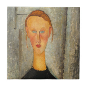 Azulejo De Cerâmica Amedeo Modigliani - Garota com Olhos Azuis