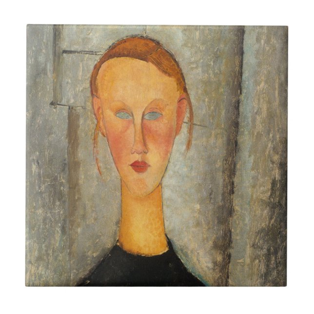 Azulejo De Cerâmica Amedeo Modigliani - Garota com Olhos Azuis (Frente)