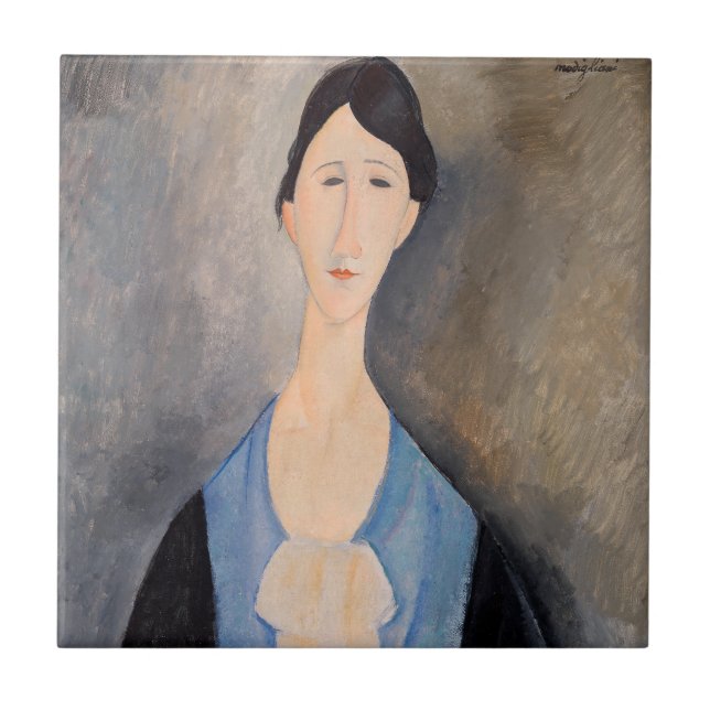 Azulejo De Cerâmica Amedeo Modigliani - Jovem Mulher de Azul (Frente)