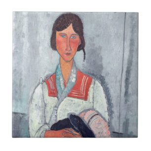 Azulejo De Cerâmica Amedeo Modigliani - Mulher cigana com bebê