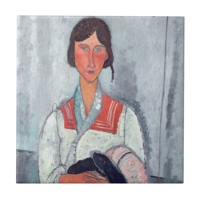 Azulejo De Cerâmica Amedeo Modigliani - Mulher cigana com bebê (Frente)
