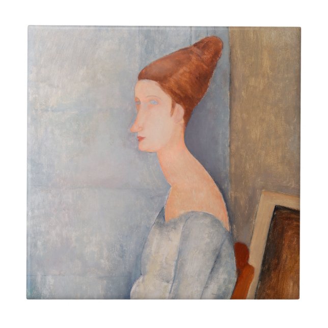 Azulejo De Cerâmica Amedeo Modigliani - Retrato Jeanne Hebuterne #3 (Frente)