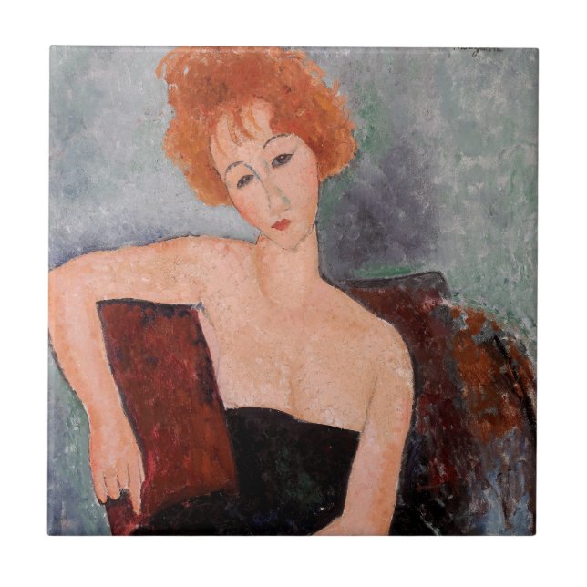 Azulejo De Cerâmica Amedeo Modigliani - Vestido da Noite Ruiva (Frente)