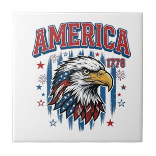 Azulejo De Cerâmica América 1776 Camisa Patriótica Águia Vintage Desig
