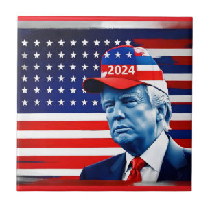 Azulejo De Cerâmica American Donald Trump 2024 Flag