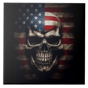 Azulejo De Cerâmica American Flag Skull