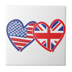 Azulejo De Cerâmica American Flag Union Jack Flag Hearts