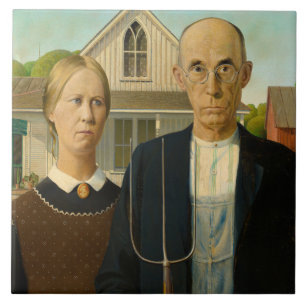 Azulejo De Cerâmica American Gothic, 1930 por Grant Wood