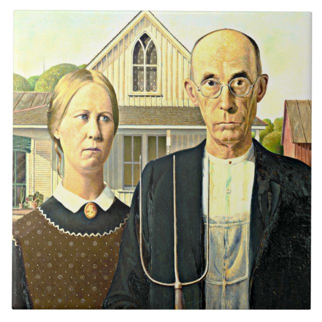 Azulejo De Cerâmica American Gothic, pintura de arte (Frente)