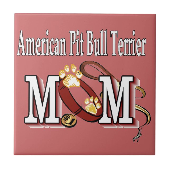 Azulejo De Cerâmica American Pit Bull Terrier MOM (Frente)