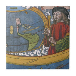 Azulejo De Cerâmica Amerigo Vespucci Explorer em um mapa das Américas