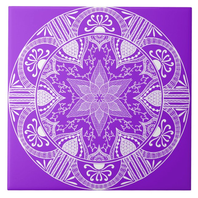 Azulejo De Cerâmica Ametyst Mandala (Frente)