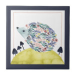 Azulejo De Cerâmica Amigos da Clementina | Folheto de Arte<br><div class="desc">Este impressão de aquarela apresenta um ouriço folgado entre cogumelos | Por Grace Popp</div>