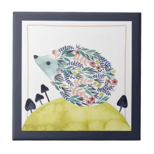 Azulejo De Cerâmica Amigos de Clementine Folk Art Hedge Hog