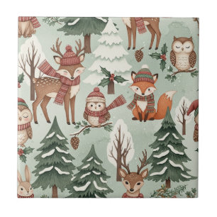 Azulejo De Cerâmica Amigos do Bosque de Inverno – Animais Fofos (2)