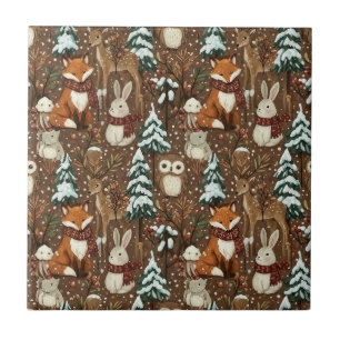 Azulejo De Cerâmica Amigos do Bosque de Inverno – Animais Fofos (4)