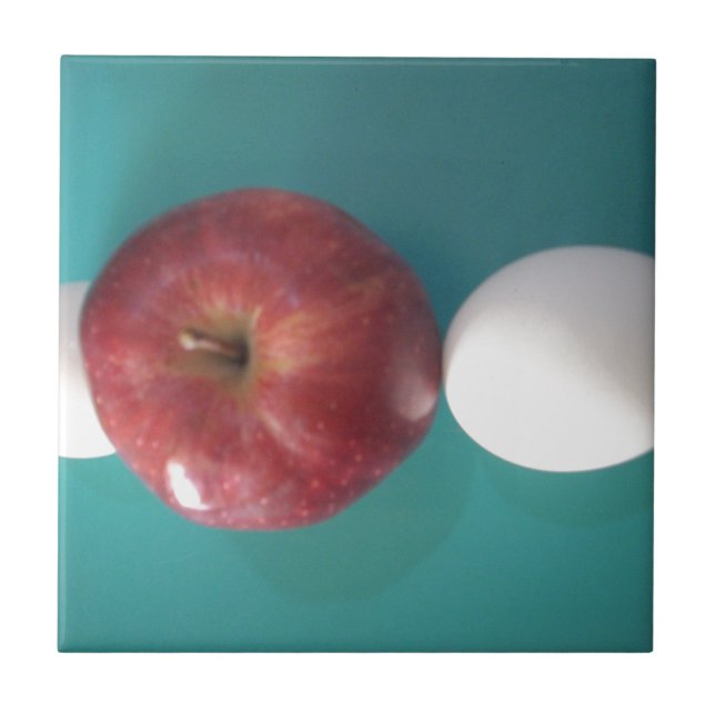 Azulejo De Cerâmica Amigos do Café da Manhã: Dois Ovos $uma Apple Aind (Frente)