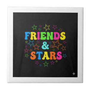 Azulejo De Cerâmica Amigos e Estrelas, design de camiseta.