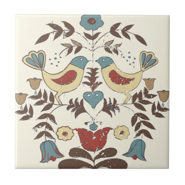 Azulejo De Cerâmica Amish Hex Sinal Bird Americana da Pensilvânia Hola (Frente)