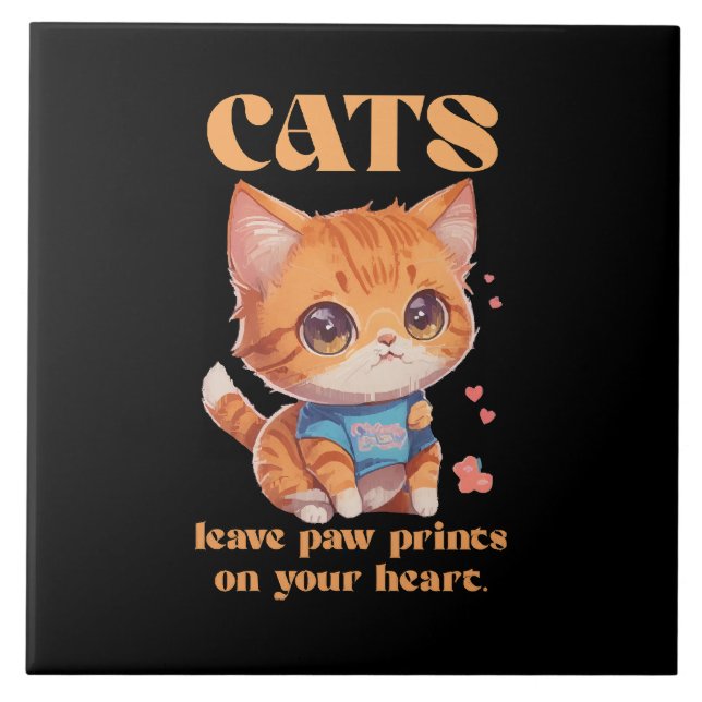 Azulejo De Cerâmica amor de gatinho fofo (Frente)