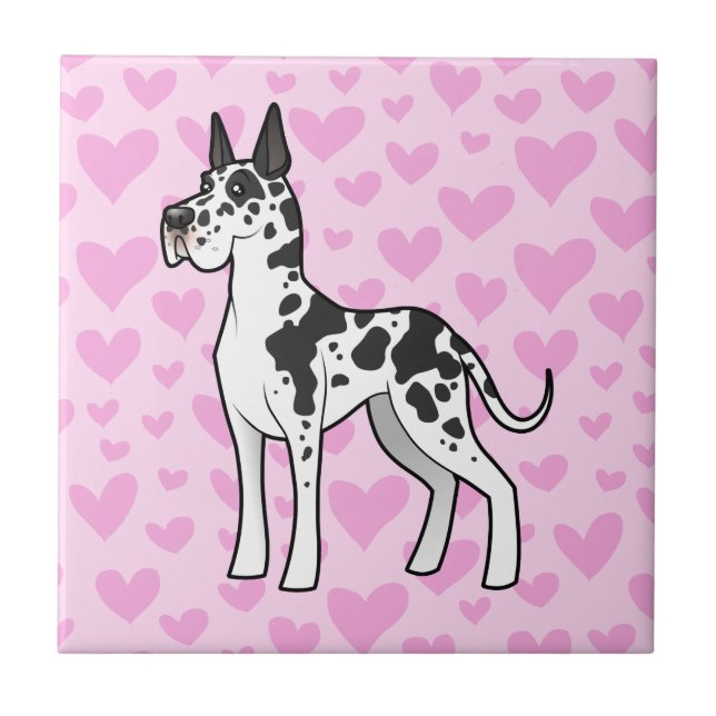 Azulejo De Cerâmica Amor de great dane (colhido) (Frente)