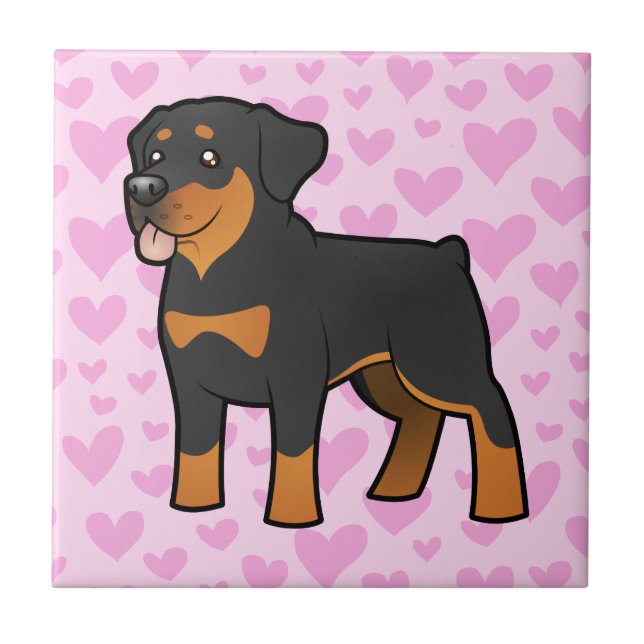 Azulejo De Cerâmica Amor de Rottweiler (Frente)
