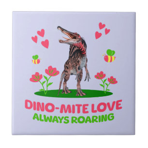 Azulejo De Cerâmica Amor Dino-Mite, Dinossauro Sempre Engraçado