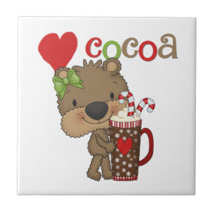 Azulejo De Cerâmica Amor do cacau do urso da menina