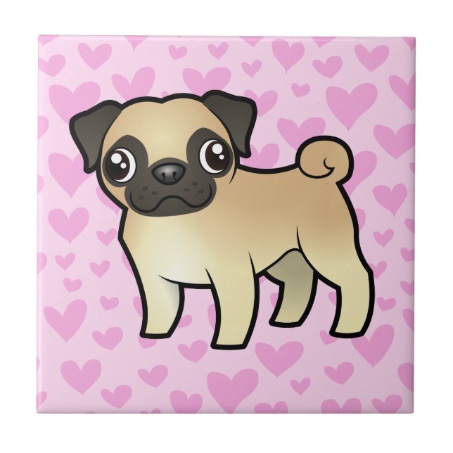 Azulejo De Cerâmica Amor do Pug (Frente)
